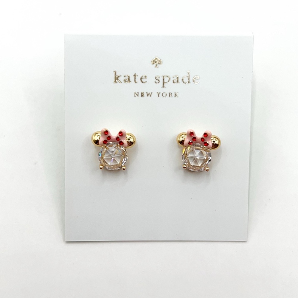 KS108-Kate Spade pink Minnie Mouse earrings